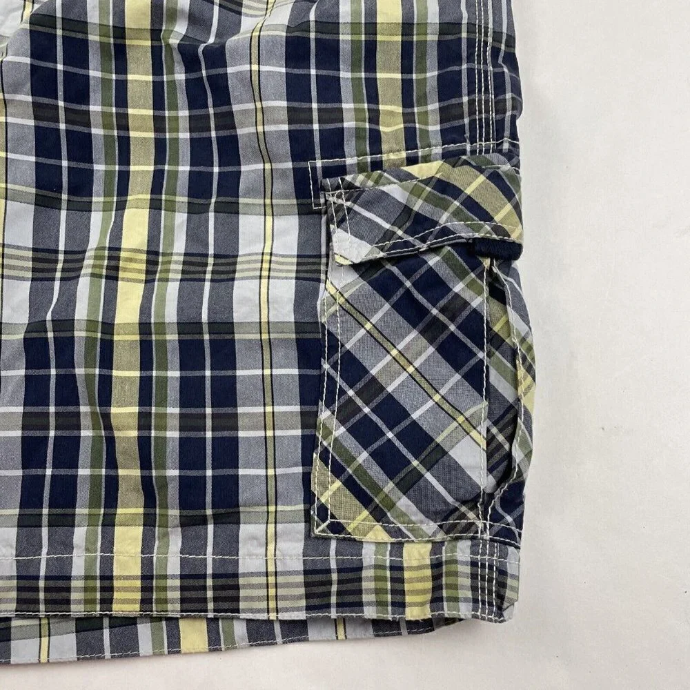 Nautica Boardshorts Swim Trunks Adult Mens 34 Blue Yellow Plaid Bathing Suit